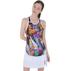 Outside The Window-swimming With Fishes Racer Back Mesh Tank Top