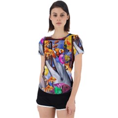 Outside The Window-swimming With Fishes Back Cut Out Sport Tee