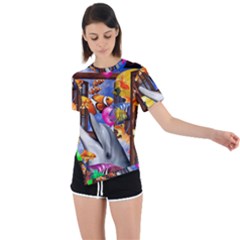 Outside The Window-swimming With Fishes Asymmetrical Short Sleeve Sports Tee