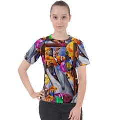 Outside The Window-swimming With Fishes Women s Sport Raglan Tee