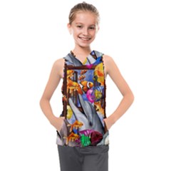 Outside The Window-swimming With Fishes Kids  Sleeveless Hoodie