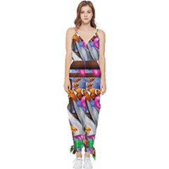 Outside The Window-swimming With Fishes Sleeveless Tie Ankle Jumpsuit