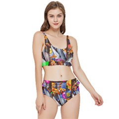 Outside The Window-swimming With Fishes Frilly Bikini Set