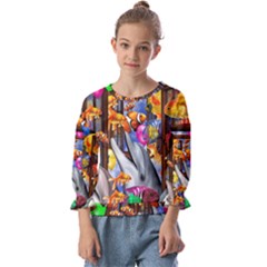 Outside The Window-swimming With Fishes Kids  Cuff Sleeve Top