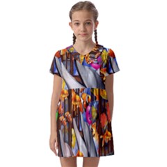 Outside The Window-swimming With Fishes Kids  Asymmetric Collar Dress