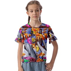 Outside The Window-swimming With Fishes Kids  Cuff Sleeve Scrunch Bottom Tee