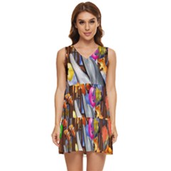 Outside The Window-swimming With Fishes Tiered Sleeveless Mini Dress