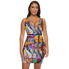 Outside The Window-swimming With Fishes Draped Bodycon Dress