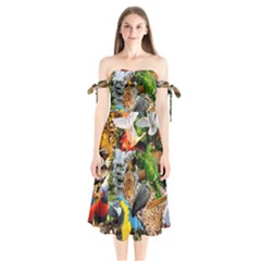 Amazonia Shoulder Tie Bardot Midi Dress by impacteesstreetwearcollage