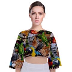 Amazonia Tie Back Butterfly Sleeve Chiffon Top by impacteesstreetwearcollage