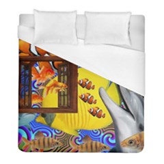 Outside The Window-swimming With Fishes 2 Duvet Cover (full/ Double Size) by impacteesstreetwearcollage