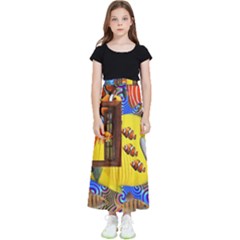 Outside The Window-swimming With Fishes 2 Kids  Flared Maxi Skirt