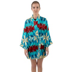 Shapes Rows Long Sleeve Satin Kimono by LalyLauraFLM