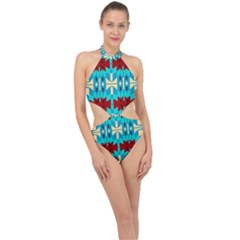 Shapes Rows Halter Side Cut Swimsuit by LalyLauraFLM