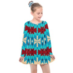 Shapes Rows Kids  Long Sleeve Dress by LalyLauraFLM