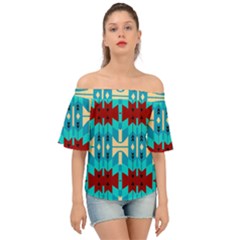 Shapes Rows Off Shoulder Short Sleeve Top by LalyLauraFLM