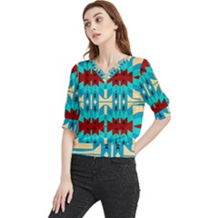 Shapes Rows Quarter Sleeve Blouse