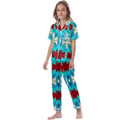 Shapes Rows Kids  Satin Short Sleeve Pajamas Set by LalyLauraFLM