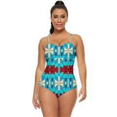 Shapes Rows Retro Full Coverage Swimsuit by LalyLauraFLM