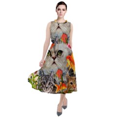 Aquarium Life Cropped Round Neck Boho Dress