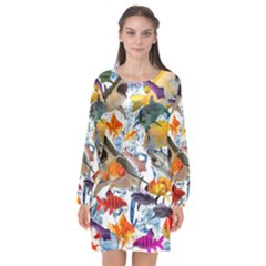 Under The Sea Long Sleeve Chiffon Shift Dress  by impacteesstreetwearcollage