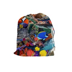 Under The Sea 5 Drawstring Pouch (large) by impacteesstreetwearcollage