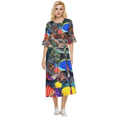 Under The Sea 5 Double Cuff Midi Dress