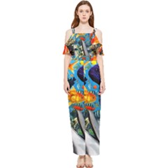 Under The Sea 4 Draped Sleeveless Chiffon Jumpsuit