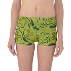 Folk Flowers Pattern  Reversible Boyleg Bikini Bottoms by Eskimos