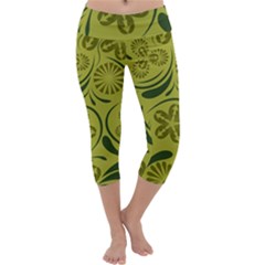 Folk Flowers Pattern  Capri Yoga Leggings by Eskimos