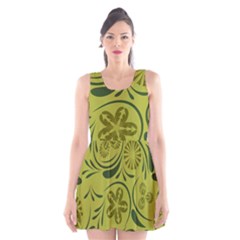 Folk Flowers Pattern  Scoop Neck Skater Dress by Eskimos