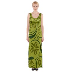 Folk Flowers Pattern  Thigh Split Maxi Dress by Eskimos