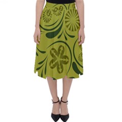 Folk Flowers Pattern  Classic Midi Skirt by Eskimos