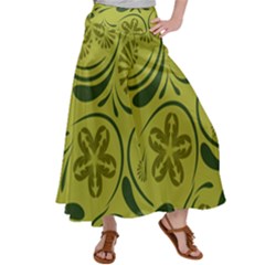 Folk Flowers Pattern  Satin Palazzo Pants by Eskimos