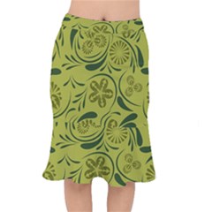 Folk Flowers Pattern  Short Mermaid Skirt by Eskimos