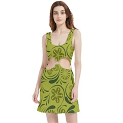 Folk Flowers Pattern  Velvet Cutout Dress by Eskimos