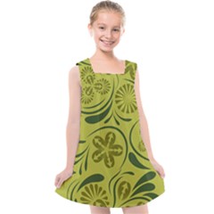 Folk Flowers Pattern  Kids  Cross Back Dress by Eskimos