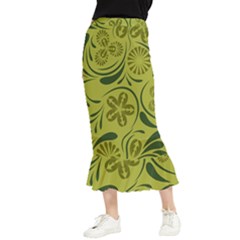 Folk Flowers Pattern  Maxi Fishtail Chiffon Skirt by Eskimos