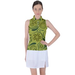 Folk Flowers Pattern  Women s Sleeveless Polo Tee by Eskimos