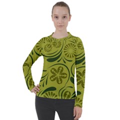 Folk Flowers Pattern  Women s Pique Long Sleeve Tee