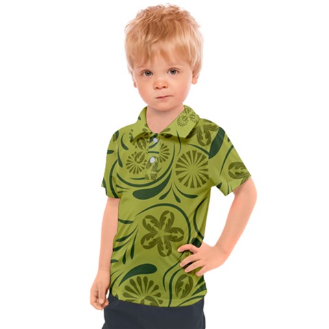 Folk Flowers Pattern  Kids  Polo Tee by Eskimos