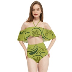 Folk Flowers Pattern  Halter Flowy Bikini Set  by Eskimos