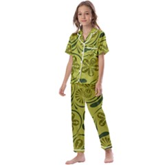 Folk Flowers Pattern  Kids  Satin Short Sleeve Pajamas Set by Eskimos