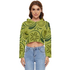 Folk Flowers Pattern  Women s Lightweight Cropped Hoodie by Eskimos