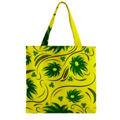 Folk Flowers Pattern  Zipper Grocery Tote Bag by Eskimos