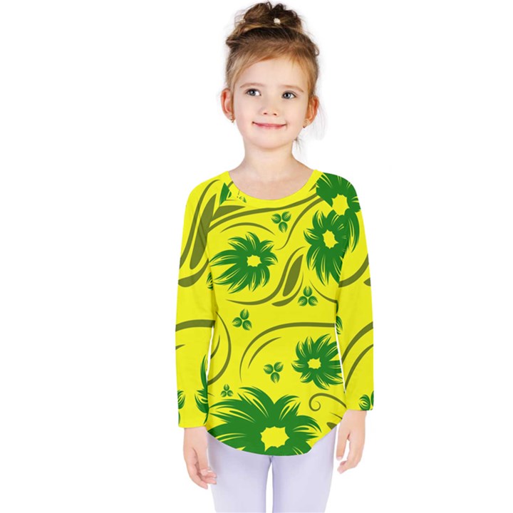 Folk flowers pattern  Kids  Long Sleeve Tee