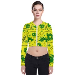 Folk Flowers Pattern  Long Sleeve Zip Up Bomber Jacket by Eskimos