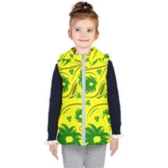 Folk Flowers Pattern  Kids  Hooded Puffer Vest by Eskimos