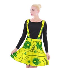 Folk Flowers Pattern  Suspender Skater Skirt by Eskimos