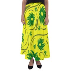 Folk Flowers Pattern  Flared Maxi Skirt by Eskimos